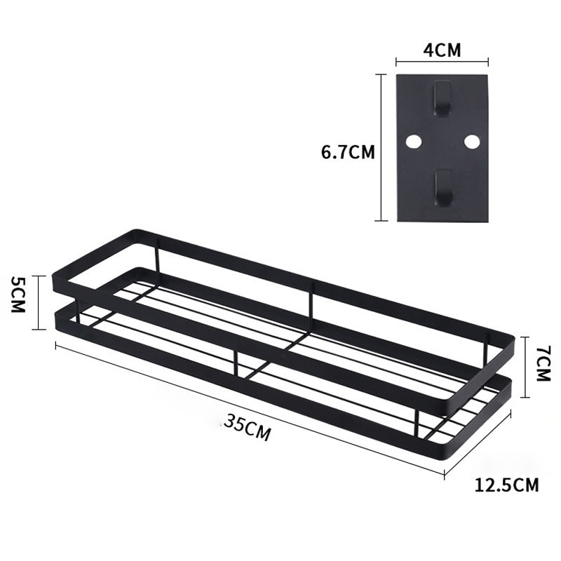 ELECTROPRIME 35cm Kitchen Punch-free Wall Mount Seasoning Storage Rack (Black)