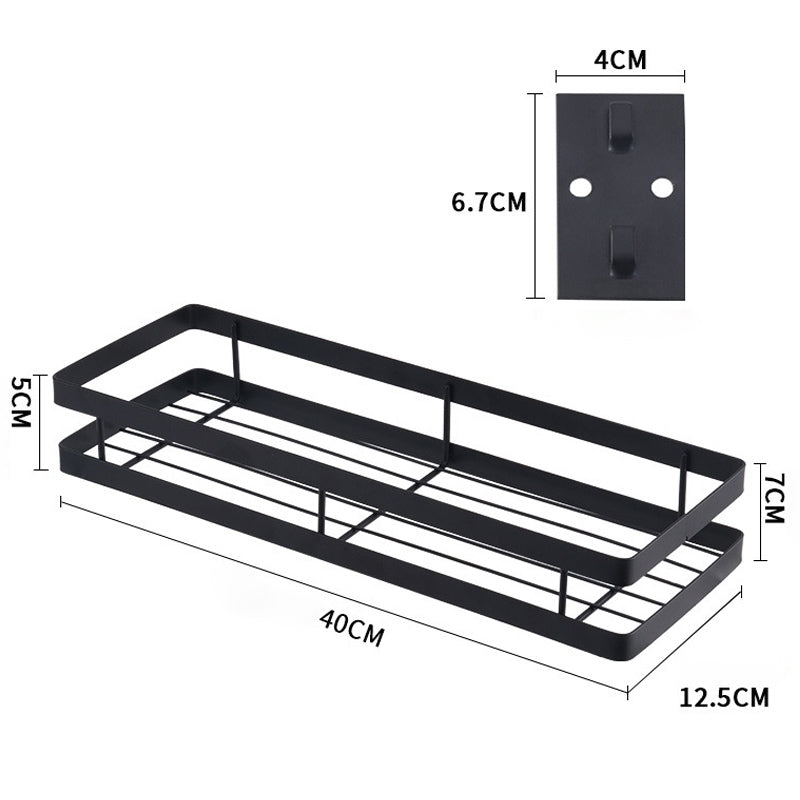 ELECTROPRIME 40cm Kitchen Punch-free Wall Mount Seasoning Storage Rack (Black)