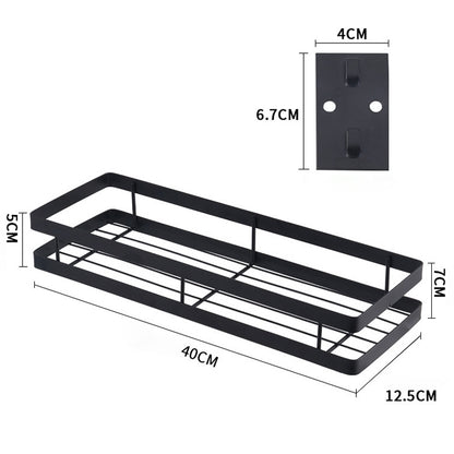 ELECTROPRIME 40cm Kitchen Punch-free Wall Mount Seasoning Storage Rack (Black)