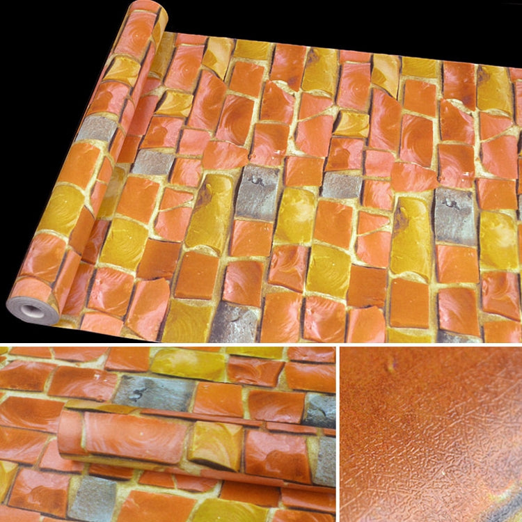 ELECTROPRIME Colored Stone Creative 3D Stone Brick Decoration Wallpaper Stickers Bedroom Living Room Wall Waterproof Wallpaper Roll, Size: 45 x 1000cm