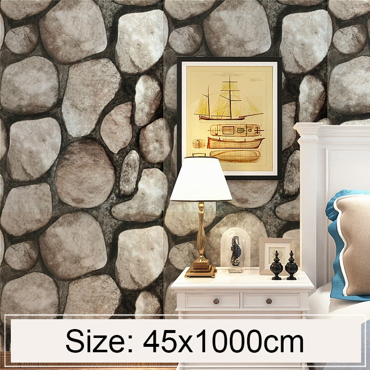 ELECTROPRIME Boulder Creative 3D Stone Brick Decoration Wallpaper Stickers Bedroom Living Room Wall Waterproof Wallpaper Roll, Size: 45 x 1000cm