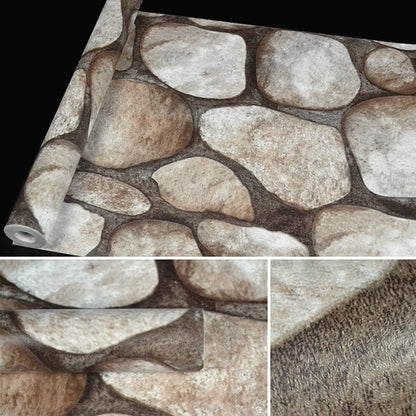 ELECTROPRIME Boulder Creative 3D Stone Brick Decoration Wallpaper Stickers Bedroom Living Room Wall Waterproof Wallpaper Roll, Size: 45 x 1000cm