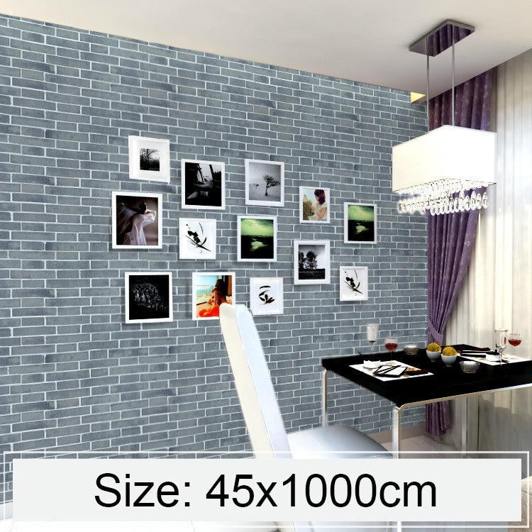 ELECTROPRIME Mediterranean Gray Brick Creative 3D Stone Brick Decoration Wallpaper Stickers Bedroom Living Room Wall Waterproof Wallpaper Roll, Size: 45 x 1000cm