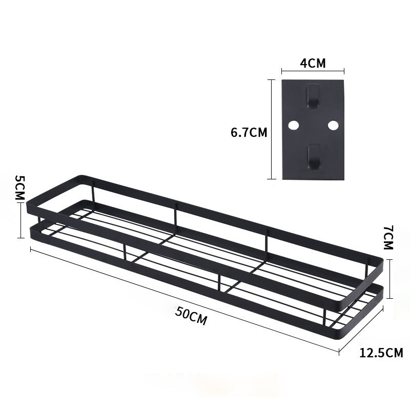 ELECTROPRIME 50cm Kitchen Punch-free Wall Mount Seasoning Storage Rack (Black)