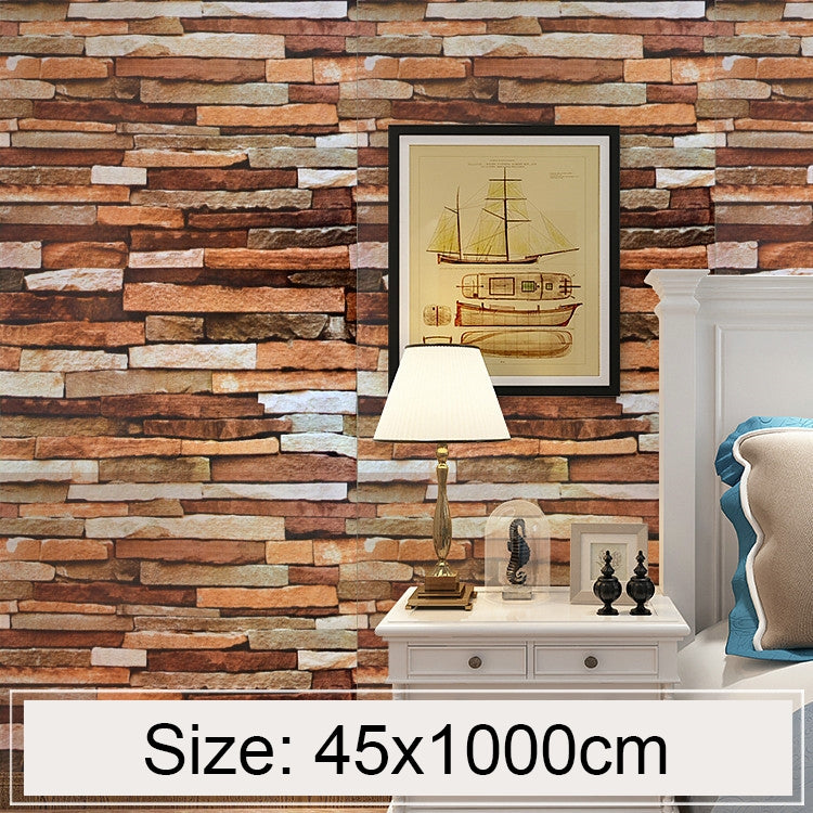 ELECTROPRIME Colorful Shale Creative 3D Stone Brick Decoration Wallpaper Stickers Bedroom Living Room Wall Waterproof Wallpaper Roll, Size: 45 x 1000cm