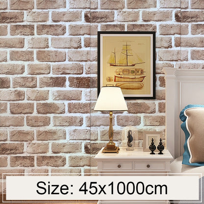 ELECTROPRIME Retro Brick Creative 3D Stone Brick Decoration Wallpaper Stickers Bedroom Living Room Wall Waterproof Wallpaper Roll, Size: 45 x 1000cm