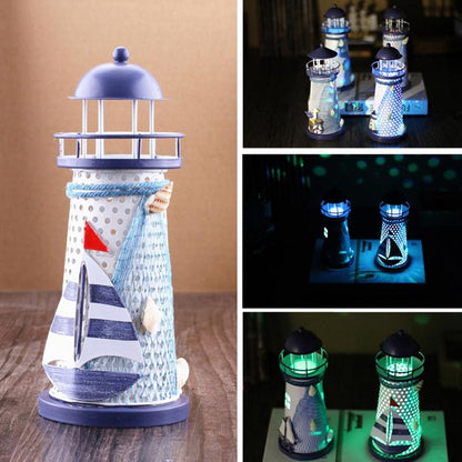 ELECTROPRIME Creative Mediterranean Style Iron Handmade Flash Lighthouse, Random Style Delivery, Size: 18.5*7.5cm