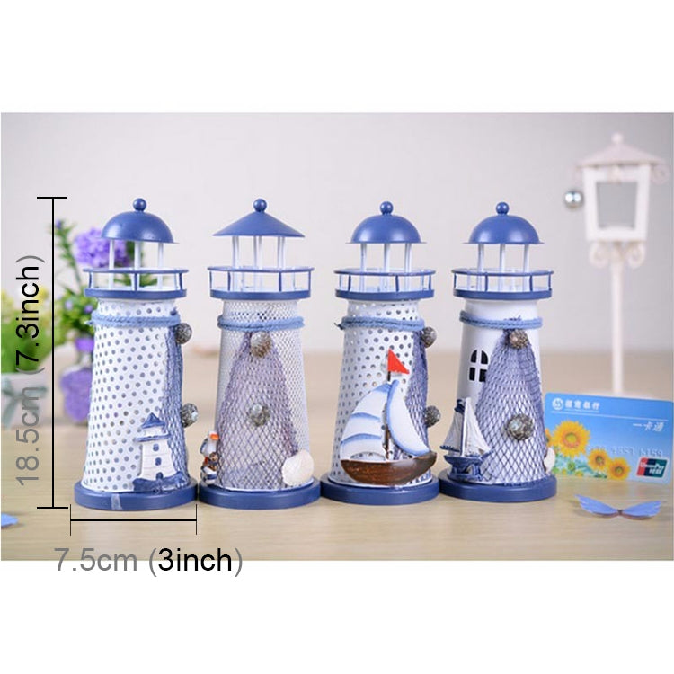 ELECTROPRIME Creative Mediterranean Style Iron Handmade Flash Lighthouse, Random Style Delivery, Size: 18.5*7.5cm