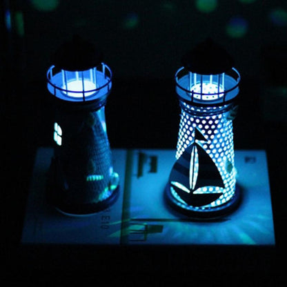 ELECTROPRIME Creative Mediterranean Style Iron Handmade Flash Lighthouse, Random Style Delivery, Size: 18.5*7.5cm