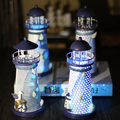 ELECTROPRIME Creative Mediterranean Style Iron Handmade Flash Lighthouse, Random Style Delivery, Size: 18.5*7.5cm
