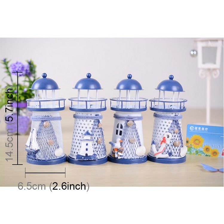 ELECTROPRIME Creative Mediterranean Style Iron Handmade Flash Lighthouse, Random Style Delivery, Size: 14.5*6.5cm