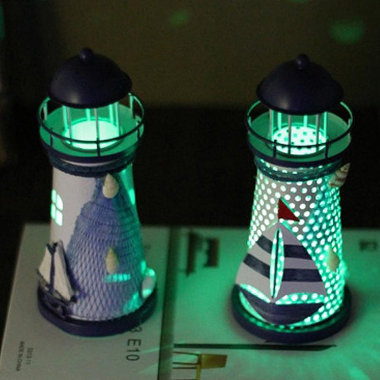 ELECTROPRIME Creative Mediterranean Style Iron Handmade Flash Lighthouse, Random Style Delivery, Size: 14.5*6.5cm