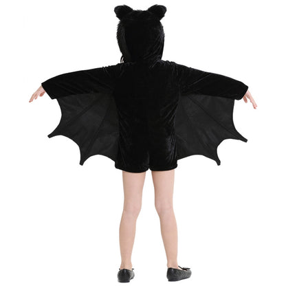 ELECTROPRIME Halloween Costume Children and Women Bat Vampire Clothing Stage Performance Cosplay Clothing, Size:XS, Bust: 76cm, Clothes Long: 57cm, Suggested Height:100-120cm