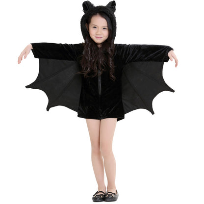 ELECTROPRIME Halloween Costume Children and Women Bat Vampire Clothing Stage Performance Cosplay Clothing, Size:S, Bust: 82cm, Clothes Long: 62cm, Suggested Height:120-135cm