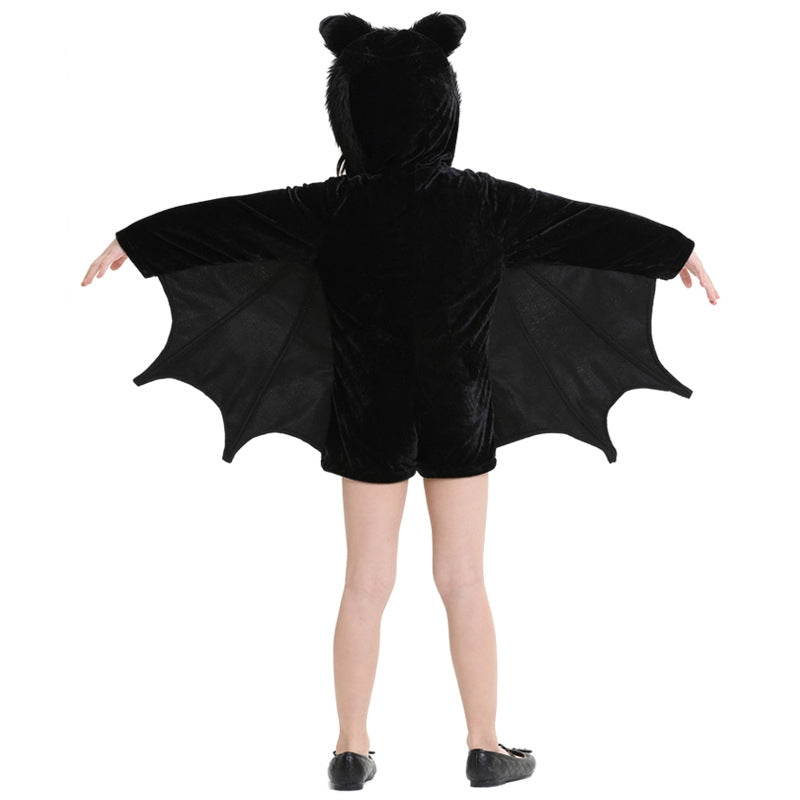 ELECTROPRIME Halloween Costume Children and Women Bat Vampire Clothing Stage Performance Cosplay Clothing, Size:S, Bust: 82cm, Clothes Long: 62cm, Suggested Height:120-135cm