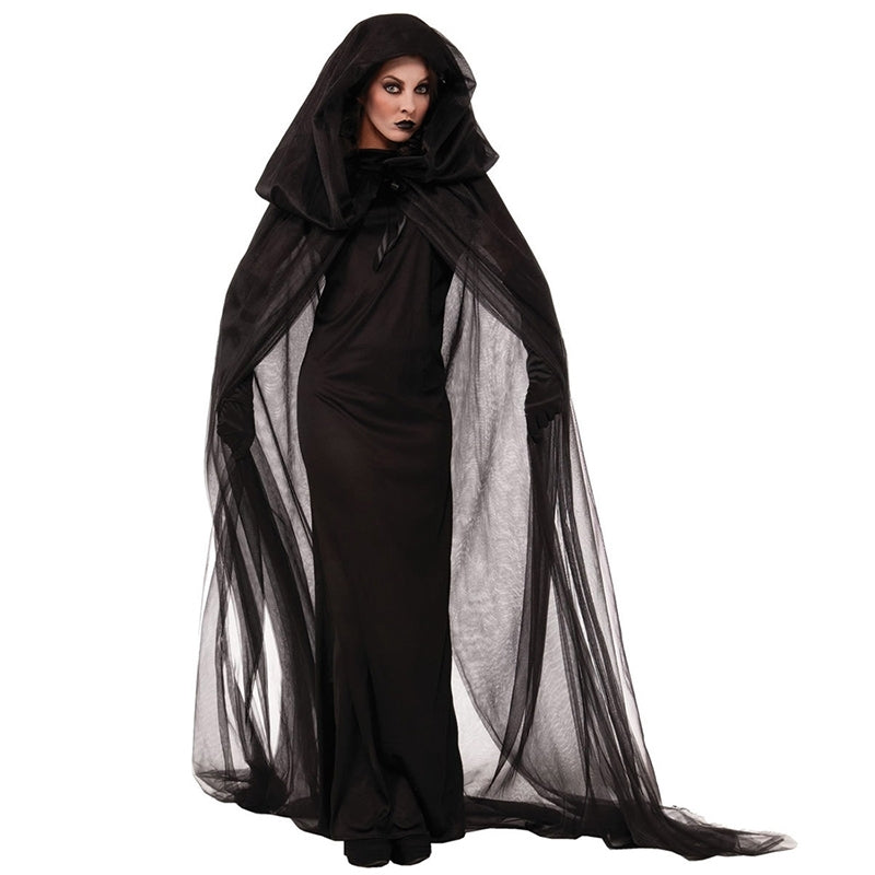 ELECTROPRIME Halloween Costume Night Wandering Soul Ghost Dress Witch Dress Nightclub Rave Party Service, Size:XXL, Bust: 90-110cm, Clothes Long: 152cm, Cloak Length:230cm