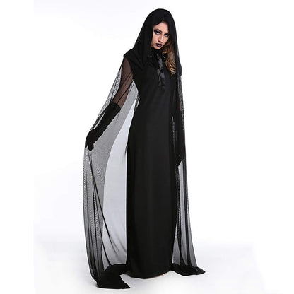 ELECTROPRIME Halloween Costume Night Wandering Soul Ghost Dress Witch Dress Nightclub Rave Party Service, Size:XXL, Bust: 90-110cm, Clothes Long: 152cm, Cloak Length:230cm