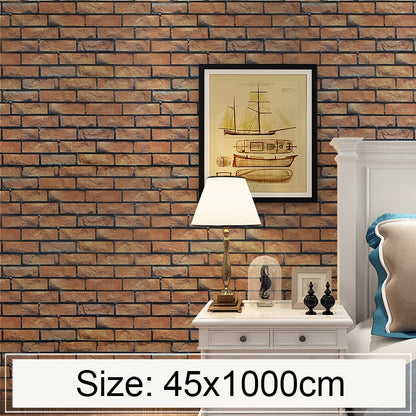 ELECTROPRIME Horizontal Brick Creative 3D Stone Brick Decoration Wallpaper Stickers Bedroom Living Room Wall Waterproof Wallpaper Roll, Size: 45 x 1000cm