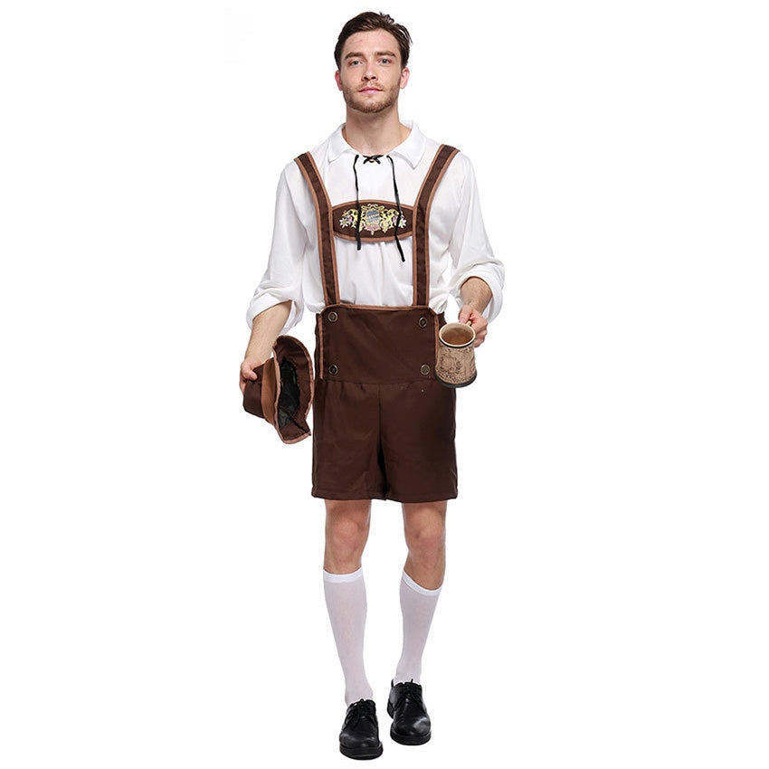 ELECTROPRIME Halloween Costume Men Beer Costume Oktoberfest Suits England Style Stage Performance Cosplay Clothing, Size:XXL, Bust: 126cm, Waistline: 106cm, Clothes Length: 73cm, Long Pants: 52cm