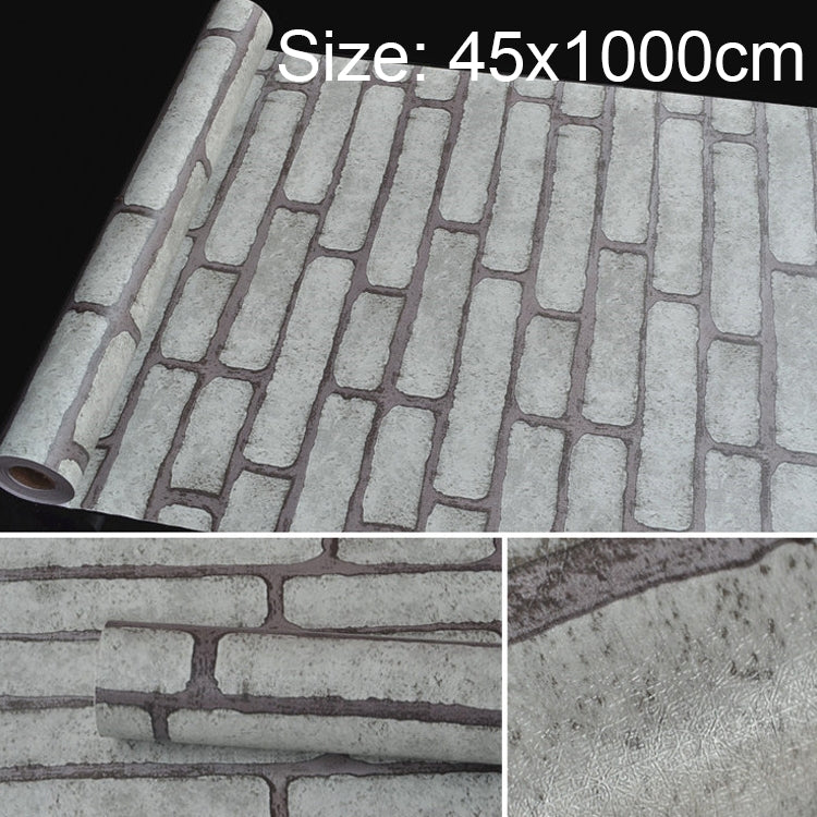 ELECTROPRIME Gray Brick Creative 3D Stone Brick Decoration Wallpaper Stickers Bedroom Living Room Wall Waterproof Wallpaper Roll, Size: 45 x 1000cm