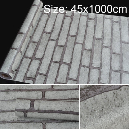 ELECTROPRIME Gray Brick Creative 3D Stone Brick Decoration Wallpaper Stickers Bedroom Living Room Wall Waterproof Wallpaper Roll, Size: 45 x 1000cm