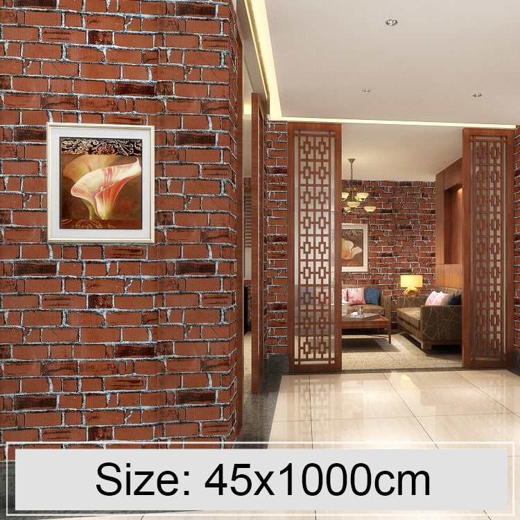 ELECTROPRIME Coffee Brick Creative 3D Stone Brick Decoration Wallpaper Stickers Bedroom Living Room Wall Waterproof Wallpaper Roll, Size: 45 x 1000cm