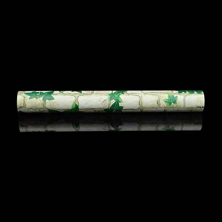 ELECTROPRIME Green Leaf White Brick Creative 3D Stone Brick Decoration Wallpaper Stickers Bedroom Living Room Wall Waterproof Wallpaper Roll, Size: 45 x 1000cm