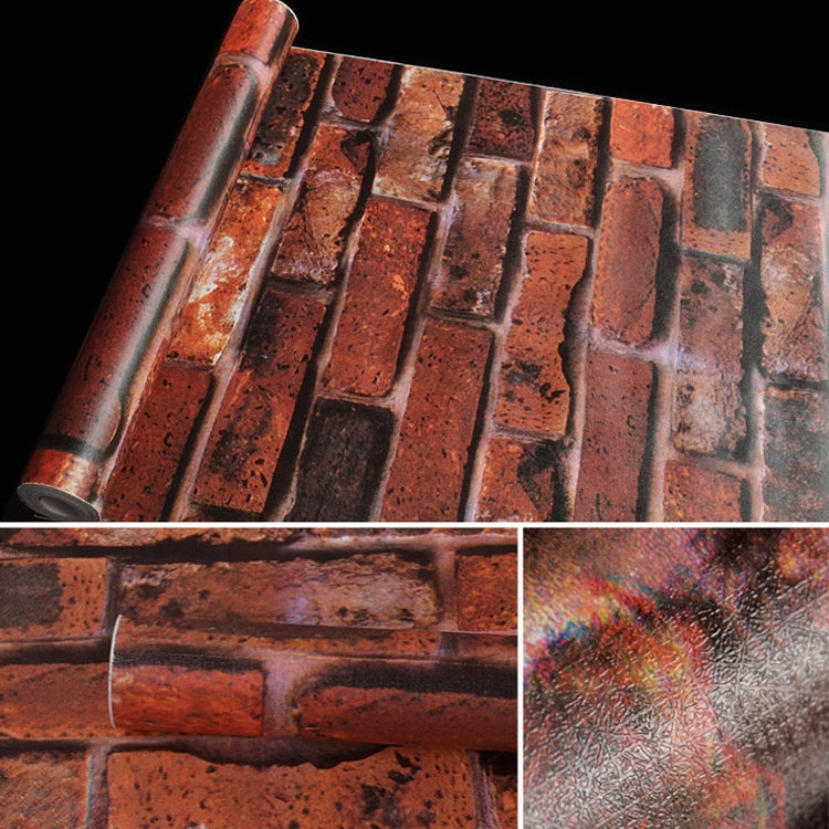 ELECTROPRIME American Red Brick Creative 3D Stone Brick Decoration Wallpaper Stickers Bedroom Living Room Wall Waterproof Wallpaper Roll, Size: 45 x 1000cm