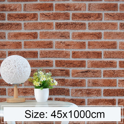 ELECTROPRIME Iron Phosphate Creative 3D Stone Brick Decoration Wallpaper Stickers Bedroom Living Room Wall Waterproof Wallpaper Roll, Size: 45 x 1000cm