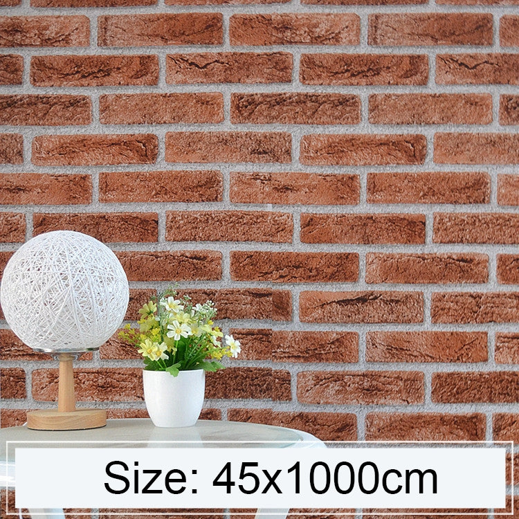 ELECTROPRIME Iron Phosphate Creative 3D Stone Brick Decoration Wallpaper Stickers Bedroom Living Room Wall Waterproof Wallpaper Roll, Size: 45 x 1000cm