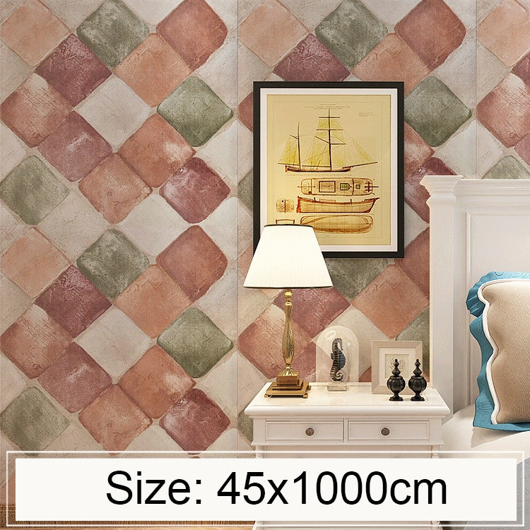 ELECTROPRIME Colorful Stone Creative 3D Stone Brick Decoration Wallpaper Stickers Bedroom Living Room Wall Waterproof Wallpaper Roll, Size: 45 x 1000cm