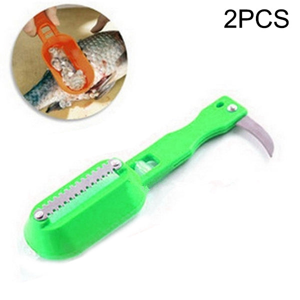 ELECTROPRIME 2 PCS Kitchen Essential Fish Scraper Fish Scale Planing Knife with Cover (Green)