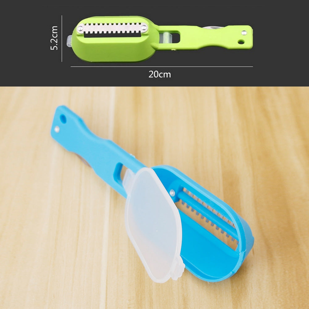 ELECTROPRIME 2 PCS Kitchen Essential Fish Scraper Fish Scale Planing Knife with Cover (Green)