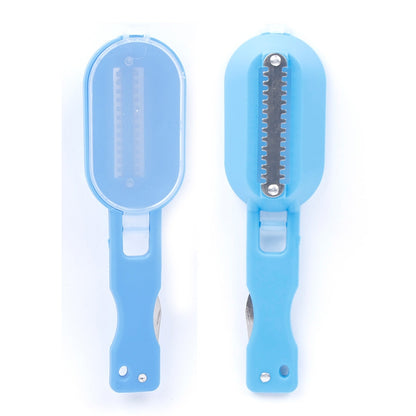 ELECTROPRIME 2 PCS Kitchen Essential Fish Scraper Fish Scale Planing Knife with Cover (Blue)