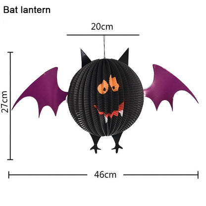 ELECTROPRIME 3 PCS / Set Creative Funny Halloween Ghost Bats Spider Pendant Paper Decoration and Props Horror