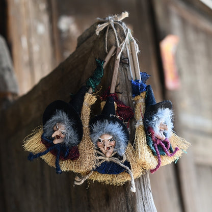 ELECTROPRIME Halloween Decoration Supplies Witches Broom Hanging Decor Hanging Ornaments Party Supplies, Random Color Delivery