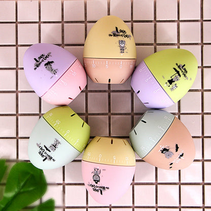 ELECTROPRIME Cute Cartoon Mechanical Egg Kitchen Timer Alarm Clock Students Learn Time Management Machines,Random Color Delivery