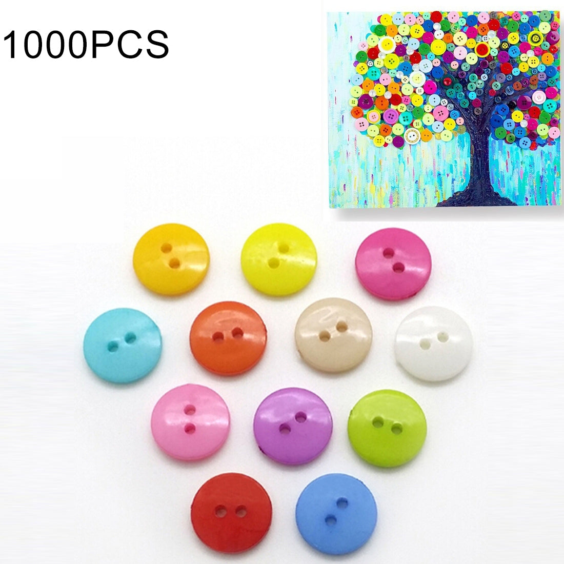 ELECTROPRIME 1000 PCS Assorted Mixed Color 2 Holes Buttons for Sewing DIY Crafts Children Manual Button Painting, Random Color, Diameter: 11.5mm