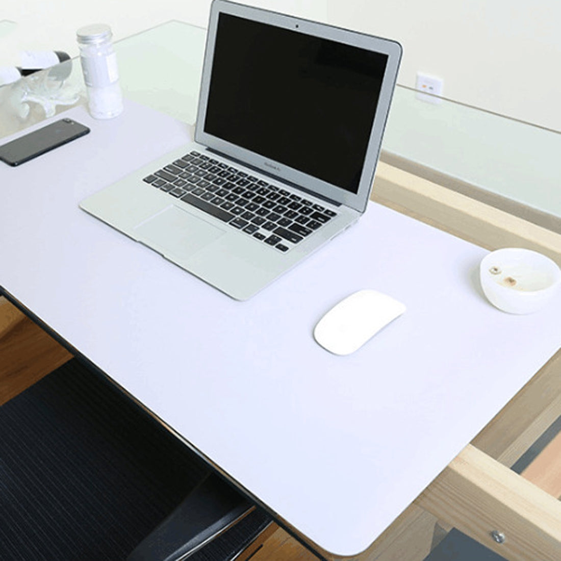 ELECTROPRIME Multifunction Business Double Sided PU Leather Mouse Pad Keyboard Pad Table Mat Computer Desk Mat, Size: 120 x 60cm(Silver Grey)