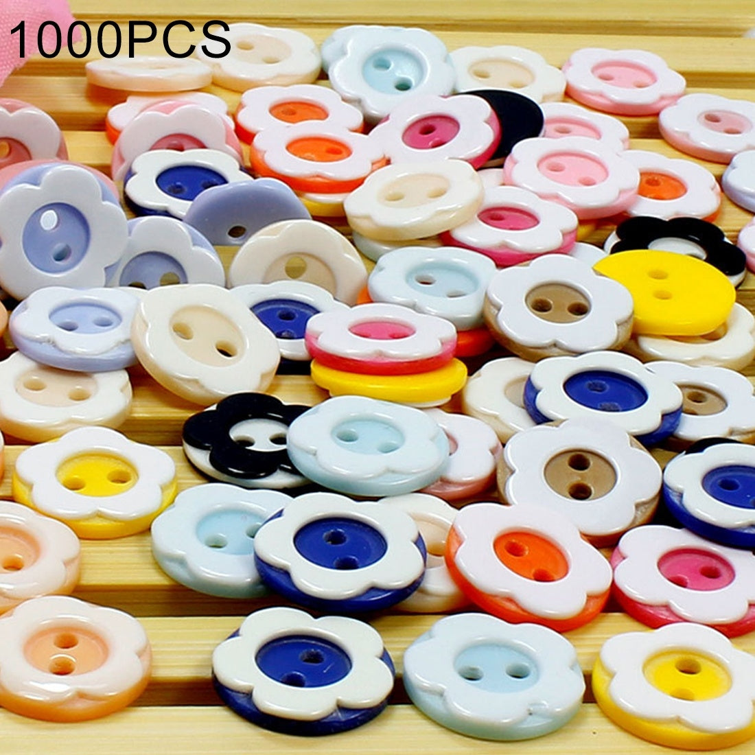 ELECTROPRIME 1000 PCS Plum Blossom Shape Resin 2 Holes Button Sewing Accessories Clothes Decor Crafts, Random Color, Diameter: 12.5mm