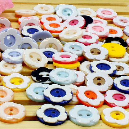 ELECTROPRIME 1000 PCS Plum Blossom Shape Resin 2 Holes Button Sewing Accessories Clothes Decor Crafts, Random Color, Diameter: 12.5mm