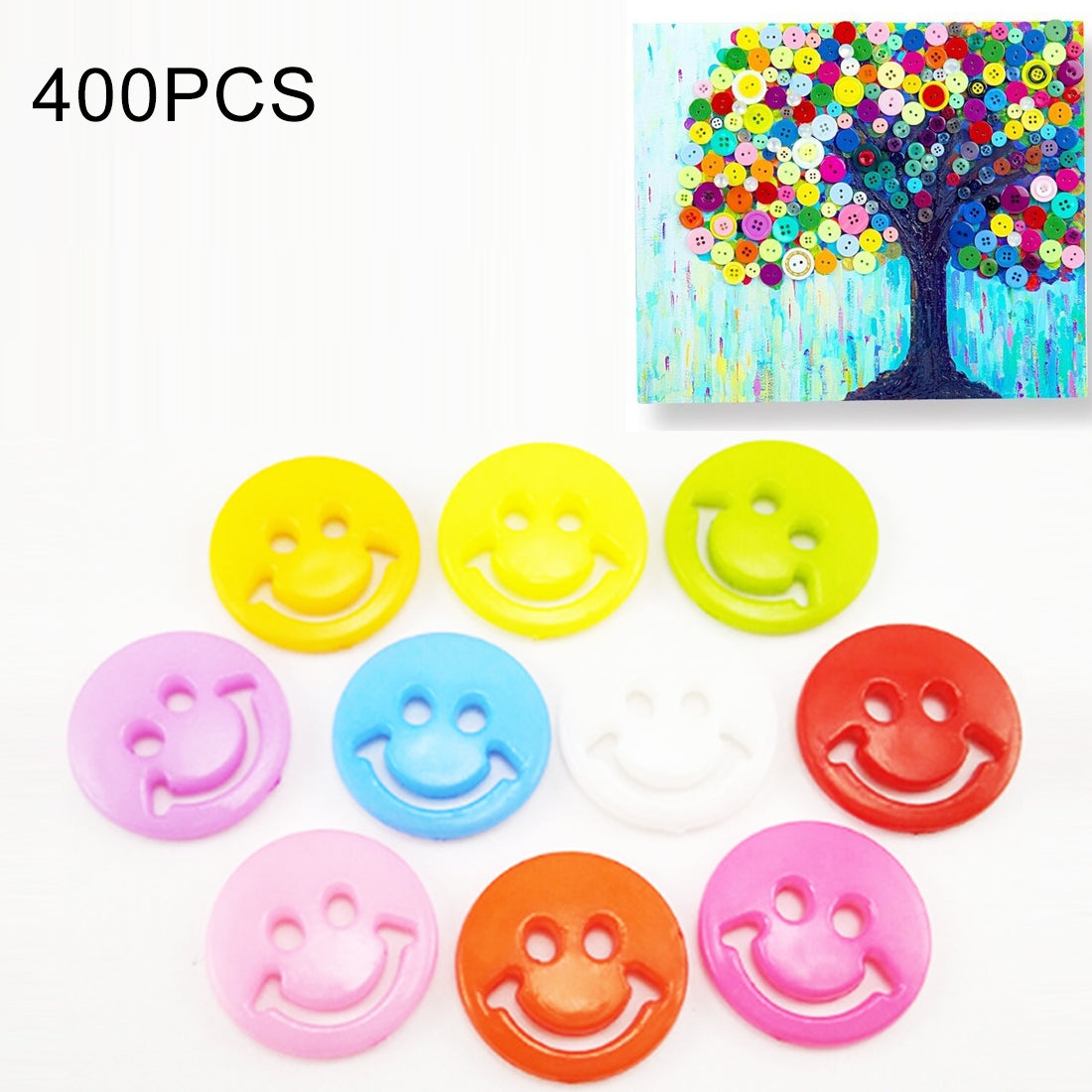ELECTROPRIME 400 PCS Smile Face Resin Children Sweater Buttons Sewing Buttons in Bulk , Random Color, Diameter: 12.5mm