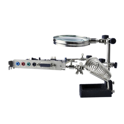 ELECTROPRIME 90mm Diameter 5X Multifunction Spring Iron Stand with Magnifying Glass