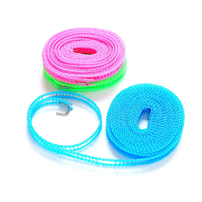 ELECTROPRIME 10 PCS Windproof Clotheslines Ropes for Outdoor Indoor Home Travel Camping Laundry Drying Use, Length: 3m, Random Color Delivery