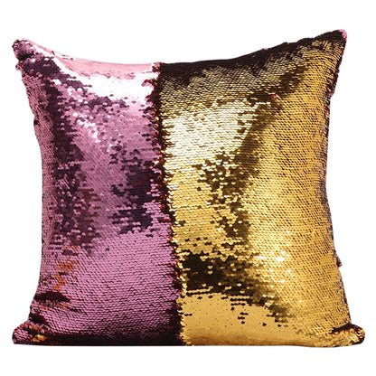 ELECTROPRIME DIY Two Tone Glitter Sequins Throw Pillow Case Reversible Sequin Magical Color Changing Pillow Cover, Size: 40*40cm(Pink+Gold)