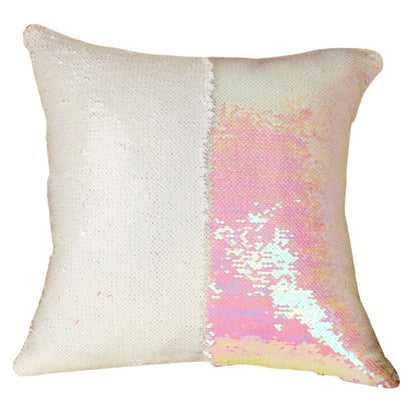 ELECTROPRIME DIY Two Tone Glitter Sequins Throw Pillow Case Reversible Sequin Magical Color Changing Pillow Cover, Size: 40*40cm(Pink+White)