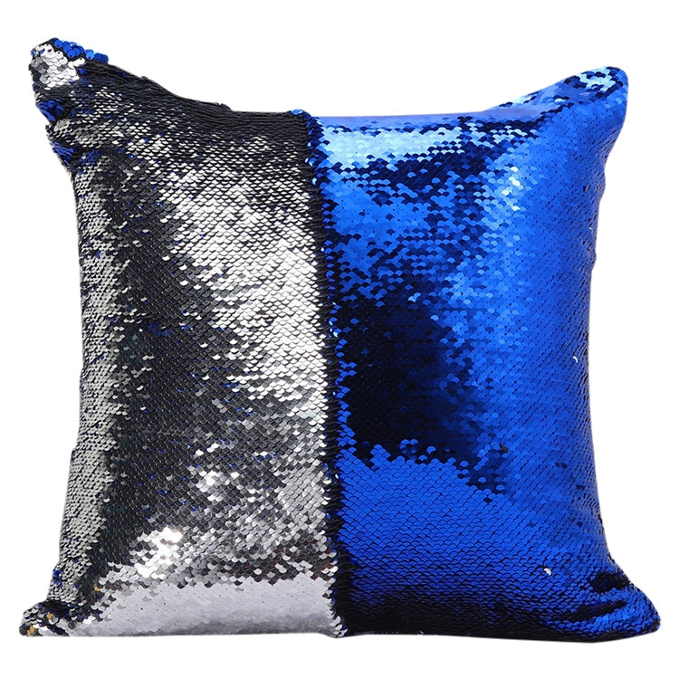 ELECTROPRIME DIY Two Tone Glitter Sequins Throw Pillow Case Reversible Sequin Magical Color Changing Pillow Cover, Size: 40*40cm(Silver+Blue)
