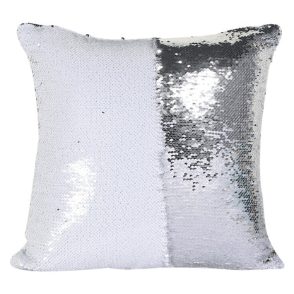 ELECTROPRIME DIY Two Tone Glitter Sequins Throw Pillow Case Reversible Sequin Magical Color Changing Pillow Cover, Size: 40*40cm(White+Silver)