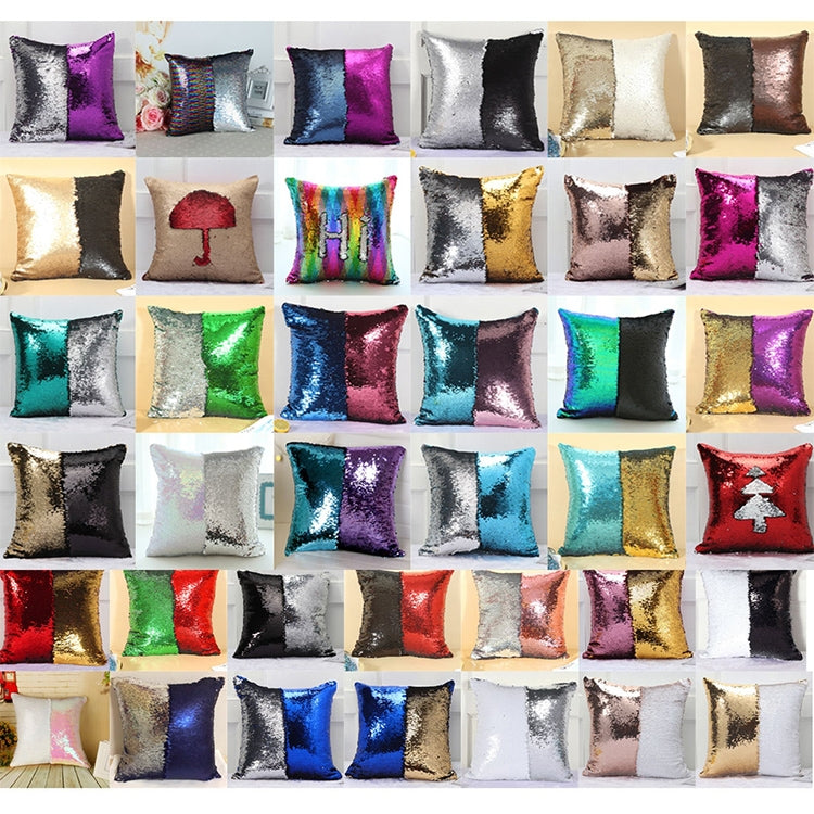 ELECTROPRIME DIY Two Tone Glitter Sequins Throw Pillow Case Reversible Sequin Magical Color Changing Pillow Cover, Size: 40*40cm(White+Silver)