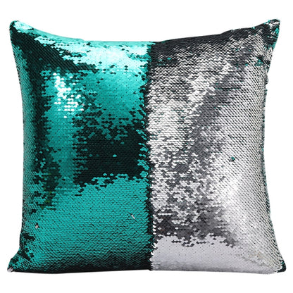 ELECTROPRIME DIY Two Tone Glitter Sequins Throw Pillow Case Reversible Sequin Magical Color Changing Pillow Cover, Size: 40*40cm(Green+Silver)